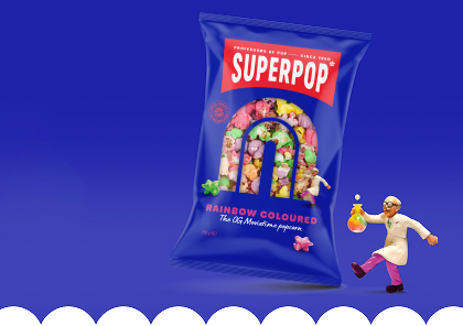 Superpop Rainbow Coloured Popcorn banner new